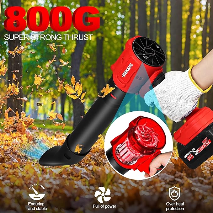 Electric Handheld Leaf Blower Cordless with 2X 4.0Ah Batteries and Charger 650CFM 160MPH 2 Extended Nozzles Portable Mini Lightweight for Seniors Gift YardPatioGutterLawn Care Garden Tool