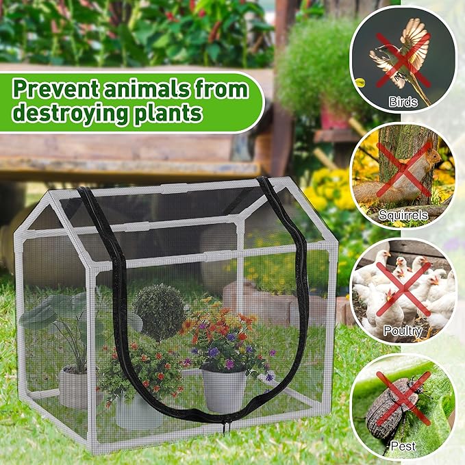 Mesh Plant Cover from Animals 23.62x15.75x19.69 Heavy Duty Mesh Plant Cover for Cats Bird and Pest Full Enclosure Netting Guard for Vetgetable Fruite Protection Indoor/Outdoor Garden