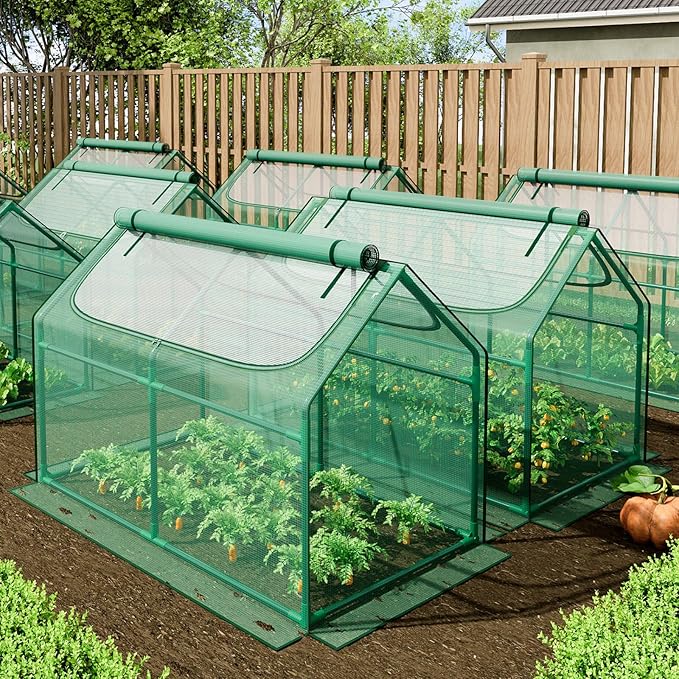 Superlele Mini Greenhouse for Outdoor 48x24x36In Portable Greenhouse with 2 Large Zipper Doors Reinforced Green PE Mesh Cover for Plant Protection and Winter Gardening Steady Steel Frame