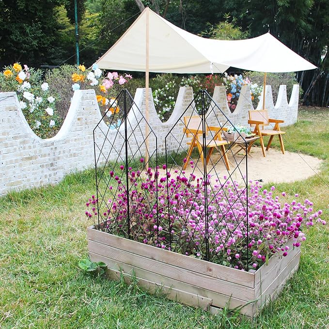 2 Pack Metal Garden Trellis for Climbing Plants Foldable 45.3 H x 9.8 W Black Iron Wire Lattices Grid Panel for Climbing Plants Vines Flower Support Decorative Outdoor