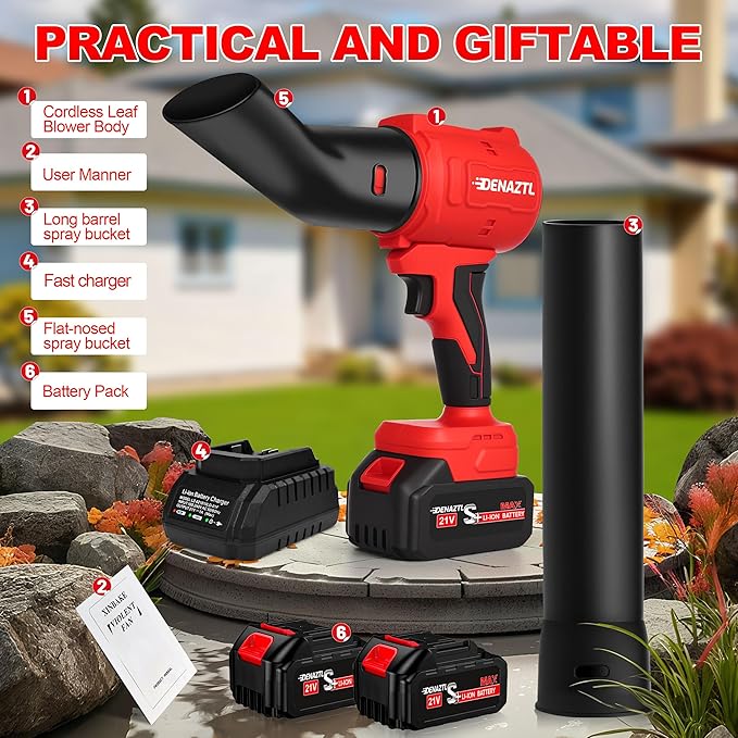 Electric Handheld Leaf Blower Cordless with 2X 4.0Ah Batteries and Charger 650CFM 160MPH 2 Extended Nozzles Portable Mini Lightweight for Seniors Gift YardPatioGutterLawn Care Garden Tool