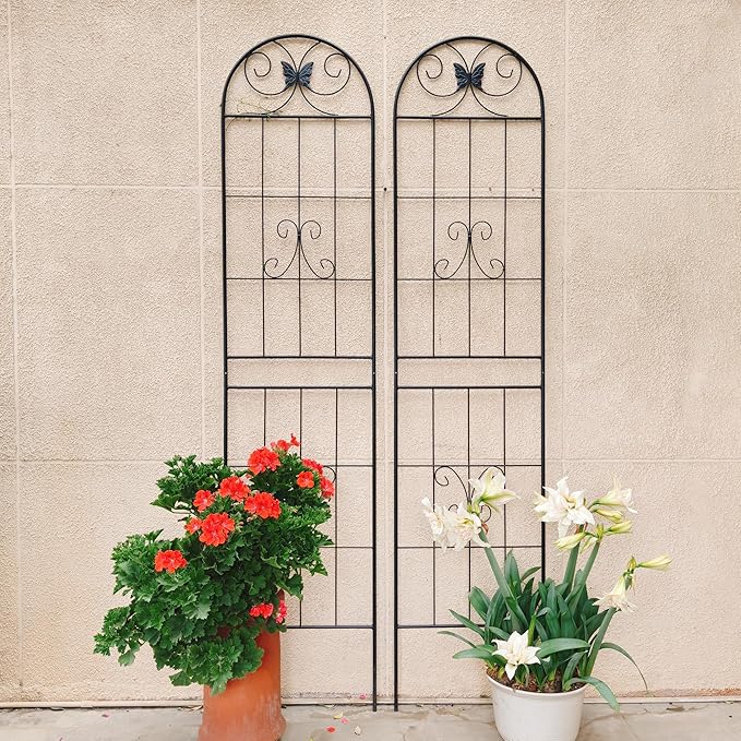 2 Pack Metal GTr86.7 x 19.7 Rustproof for Climbing Plants Outdoor Flower Support Black MO545