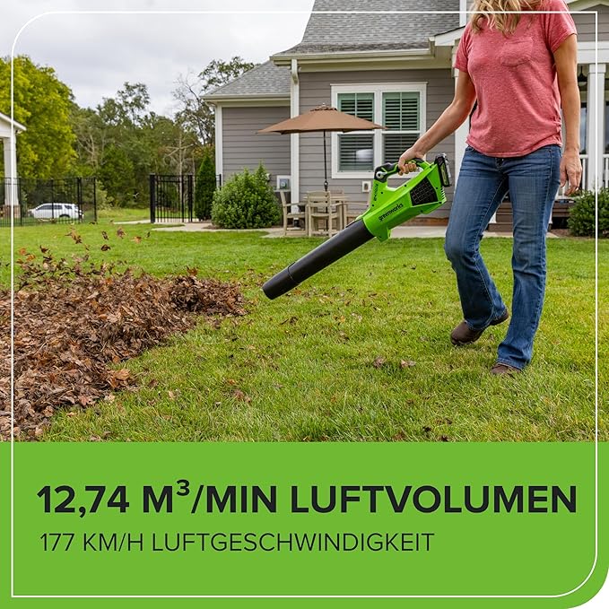 Greenworks 24V (110 MPH / 450 CFM / 200+ Compatible Tools) Cordless Brushless Axial Leaf Blower Battery and Charger Not Included
