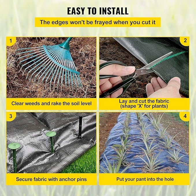Weed Barrier 5.8oz Landscape Fabric 3ft x 300ft Cover Mat Heavy Duty Woven Grass Control Geotextile Compatible with Garden Patio Black
