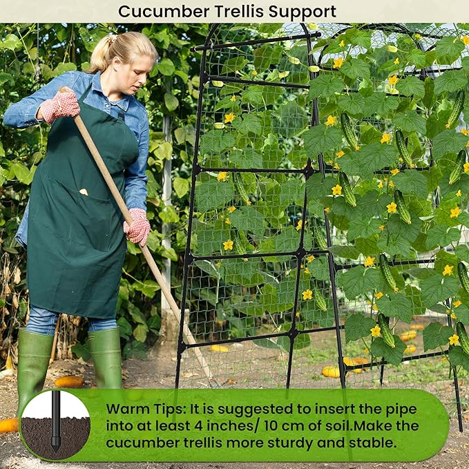 7Ft Adjustable Garden Arch Trellis for Climbing Plants Outdoor Heavy Duty Rustproof Stainless Steel Cucumber Trellis for Raised Beds Tall Metal Plant Support for Tomato Squash Beans Flowers