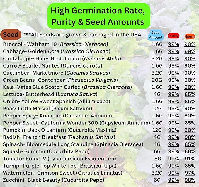 Beginner Survival Seed Vault: 10000+ Heirloom &amp Non-GMO Seeds (20 Easy to Grow Varieties) by B&ampKM Farms
