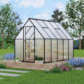 6×9FT Greenhouses for Outdoors Aluminum Polycarbonate Greenhouses with Roof Vent - Heavy-Duty Walk-in Green Houses for All-Season Backyard Gardening