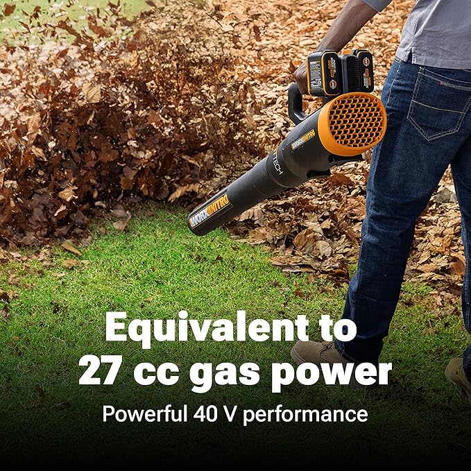 WORX Nitro Cordless Leaf Blower Quiet Electric Blower for Lawn Care with 530 CFM &amp 140 MPH Batteries &amp Charger Not Included WG581.9