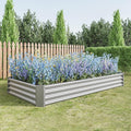Raised Garden Bed Kit - Metal Raised Bed Garden 7.6x3.7x0.98ft for Flower Planters Vegetables Herb Galvanized Steel Easy Assembly for Urban Backyard Gardening (Silver)