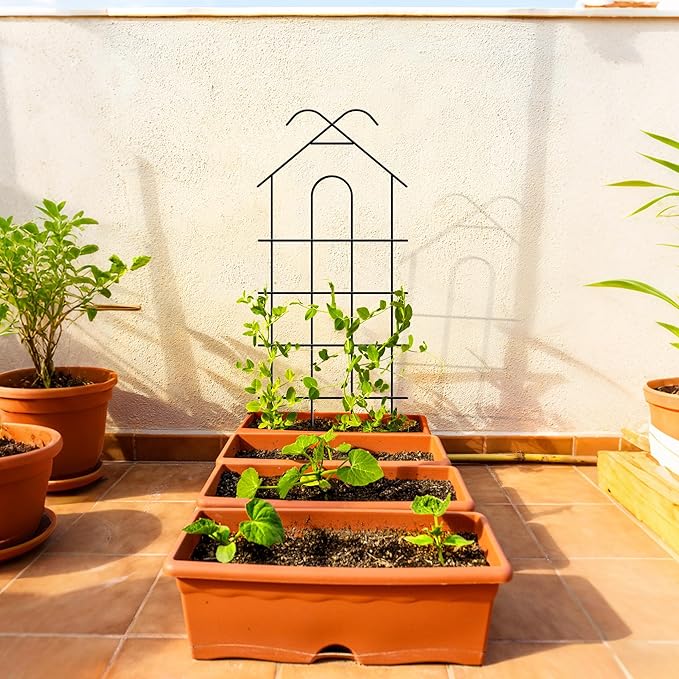 ARIFARO 40 Metal Garden Trellis for Climbing Plants 4 Pack Large Plant Trellis for Potted Plants Indoor Outdoor Black Garden Trellis for Vines Cucumbers Flowers 16.5 Wide