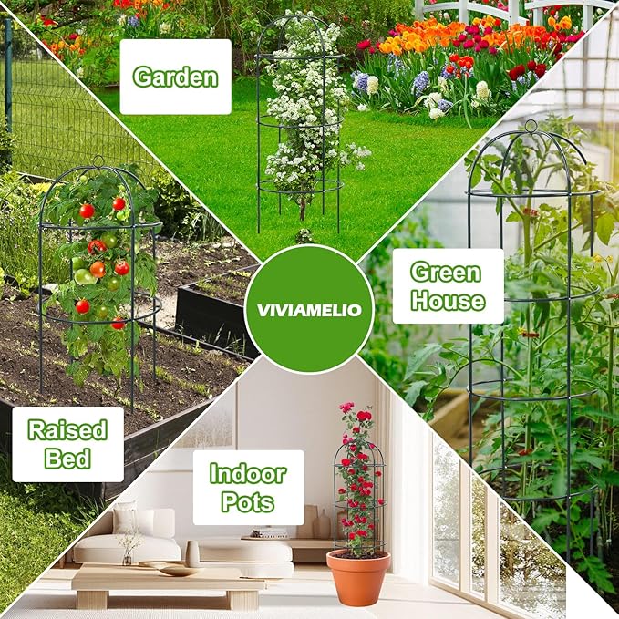 Trellis for Climbing Plants Outdoor 75 Tall Heavy Duty Metal Obelisk Garden Trellis Climbing Plant Support for Heavy Tomatos Cucumber Potted Vine Flower Rose Clematis Vegetable Pea Bean Trellises