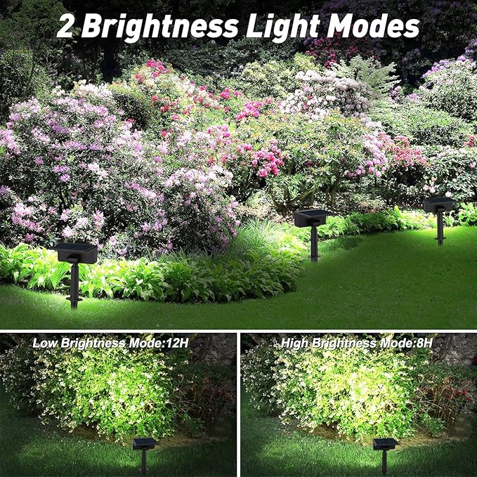 T-SUN Solar Spot Lights Outdoor 4 Pack 49 LED 2 Lighting Modes IP65 Waterproof Landscape Spotlights 2 in 1 Auto On/Off Solar Lights for Yard Garden Driveway Pathway (White)