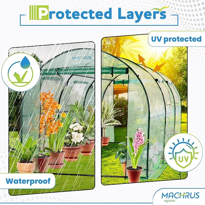Ogrow® Deluxe Walk-in Tunnel Greenhouse with Cover - Green