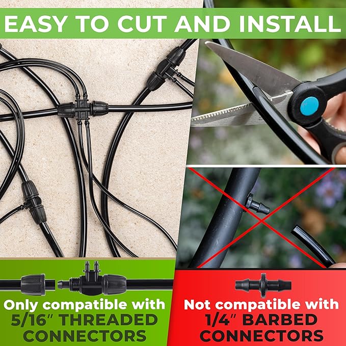 CARPATHEN Drip Irrigation Tubing - 200 ft Black Mainline - (5/16 ID - 7/16 OD) - PVC Water Line