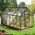 WKM 6x10.9 FT Greenhouse for Outdoors Quick-fit Structure Greenhouse with Window for Ventilation Aluminum Green House for Garden Backyard Black