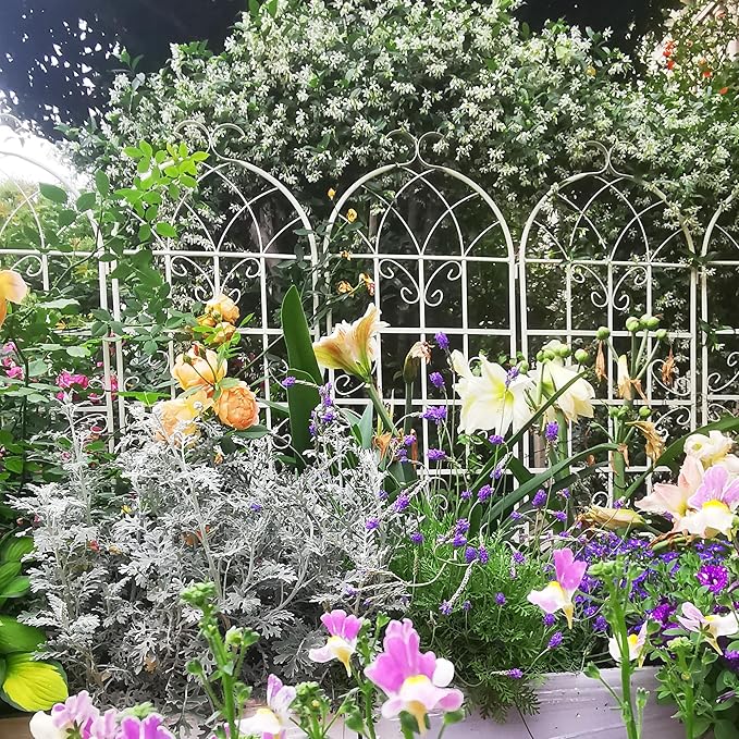 4 Pack Metal Garden Trellis 71 x 19.7 Rustproof Trellis for Climbing Plants Outdoor Flower Support Cream White-71