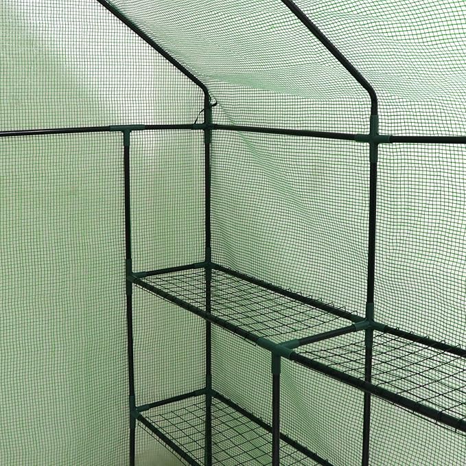 2-Tier 8-Shelf Mini Walk-in Greenhouse Portable Plant Herb Flower Gardening Hot House with PE Cover for Backyard Indoor Outdoor