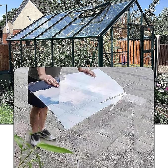 Polycarbonate Panel Roofing SheetsClear Acrylic Plastic SheetOutdoor Awning ShelterUV Protection Rainproof Roof CoverRoof CladdingGreenhouse Shed CanopyEasy to Cut (2.62 x 65.6ft)