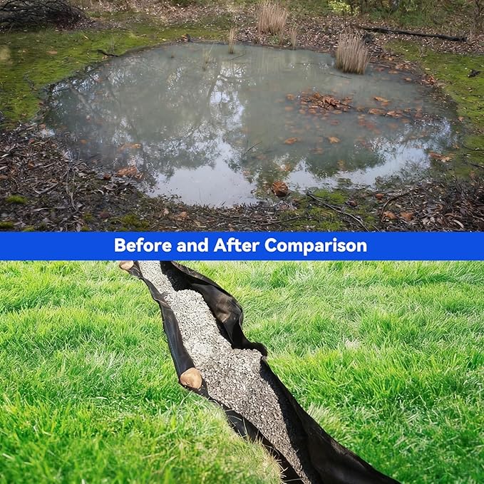 6ft X 300ft 6oz PP Geotextile Landscape Fabric Non-Woven Weed Barrier (350N Tensile/440N Load) for Driveway Stabilization Drains &amp Erosion Control(6x100ft+6oz)