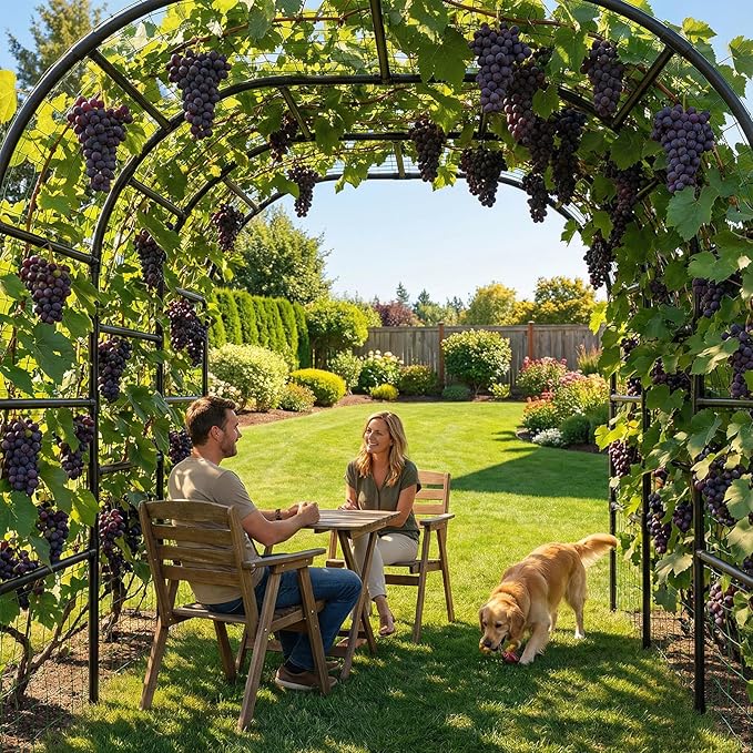 DoCred Garden Arch Trellis 88in H x 88in L Large Garden Arch Arbor Trellis for Climbing Plants Outdoor Plant Support for Cucumber Grape VineTall Metal Gardens Archway for Lawn Party Ceremony