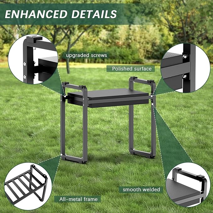 FLINTER Wider Garden Kneeler and Seat Heavy Duty Thick Gardening Bench for Kneeling and Seat - Garden Kneelers for Seniors Gardening Stools for Women Grandparents Gardeners Black