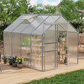 CABIHOME 6 x 6 FT Greenhouses for Outside Polycarbonate Greenhouse with Aluminum Frame Sliding Door Adjustable Roof Vent Backyard Green Houses Patio Garden Black (Silver 6x8 FT)