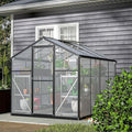 Polycarbonate Greenhouse 6'x8' Upgraded Heavy Duty Aluminum Walk-in Green House for Outdoor Garden with BaseAdjustment Roof VentHinged DoorRain Gutter2 GlovesFree Assembly Tools