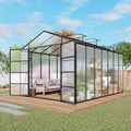 104in High 10x14FT Greenhouse for Outdoors Polycarbonate Greenhouses with Stronger Wind Protection and Roof Vent Walk-in Large Aluminum Winter-Proof Sunroom Black