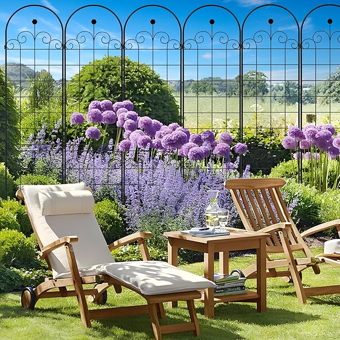 2 Pack Metal Garden Trellis 86.7 H Garden Fence Rustproof Trellis for Climbing Plants Support Roses Flower Outdoor Lawn Black 7.2 FT Tall