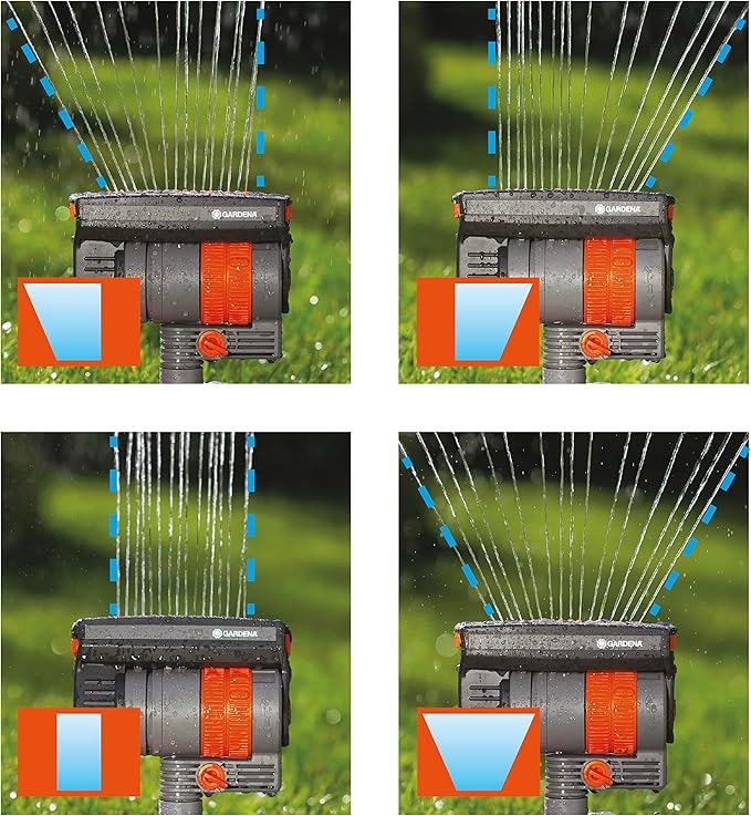 GARDENA (84-BZMX) Up to 2300 Sq Ft ZoomMaxx Adjustable Oscillating Sprinkler on Weighted Base for Watering of Lawn Yard and Garden. Includes Gardena Quick Connector System to Connect to Hose.