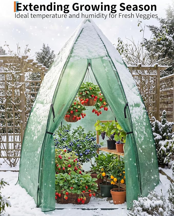 Greenhouse for Outsides 54”x 54”x 71” Heavy Duty Green House Tent with Durable PE Cover Garden Plant Protector with Zippered Door Mesh Window for Vegetables Flowers Fruits HerbsGreen