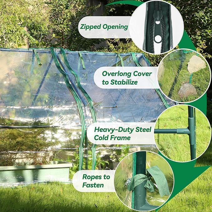 Gardzen Mini Greenhouse Portable Cold Frame Green House Indoor Outdoor Small Greenhouse for Seed Starting &amp Plant Protection 71.7(L) x36.2(W) x42.5(H)