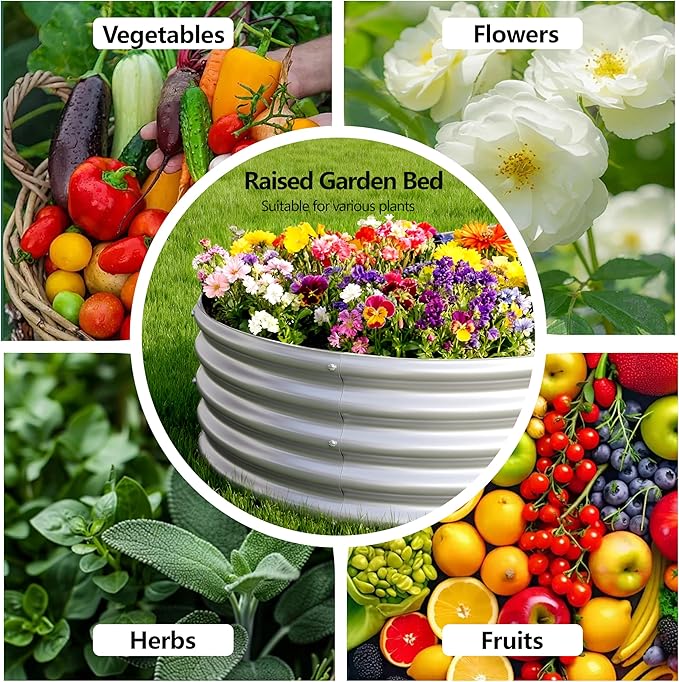 2PCS 4x2x1FT Galvanized Raised Garden Bed KitVegetable Boxes-Oval Metal Flower BoxLarge Planter Raised Beds Outdoor Garden for PlantingFruitHerb-Silver