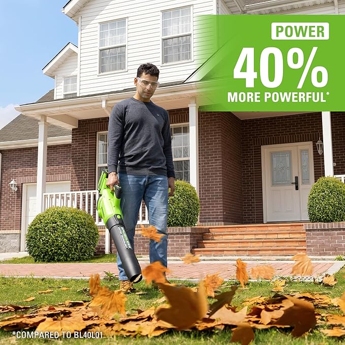 Greenworks 40V (160 MPH / 700 CFM) Cordless Brushless Axial Leaf Blower 8.0Ah Battery and Charger Included