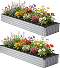 12x2x1 ft(2 Pack) Galvanized Raised Garden BedOutdoor Planter Box Metal Patio Kit Planting Bed for Vegetables Flowers and SucculentsSilver