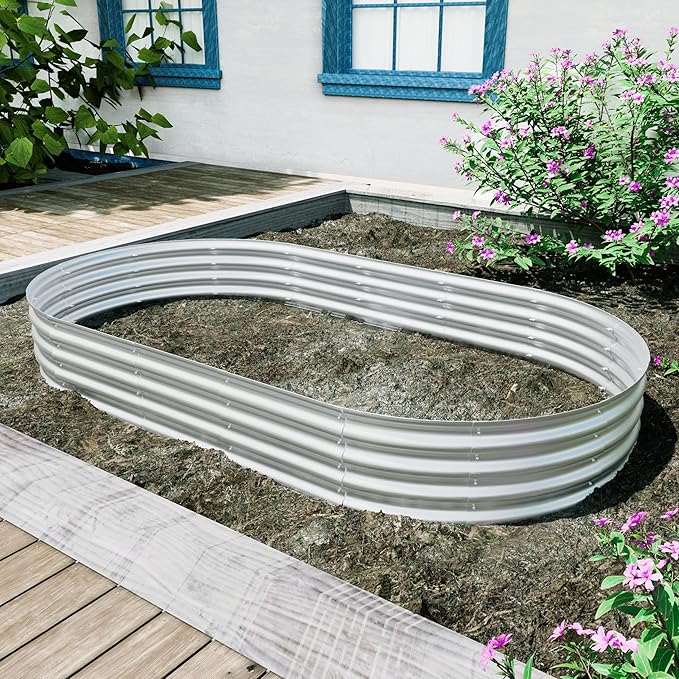 Galvanized Steel Raised Garden Bed 8x4x1ft (96x48x12) - Commercial-Grade Planter Box for Vegetables &amp Flowers | 1200lb Capacity | Rust-Proof &amp Expandable Design | 30-Min Assembly