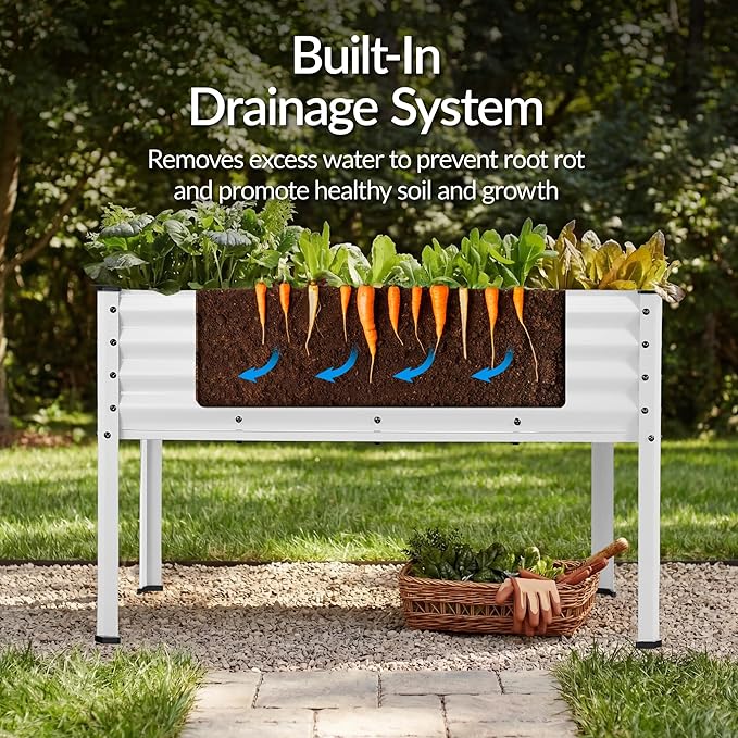 Best Choice Products 48x24x30in Galvanized Raised Garden Bed Metal Elevated Planter Box Vegetable Garden for Backyard Patio Balcony - White