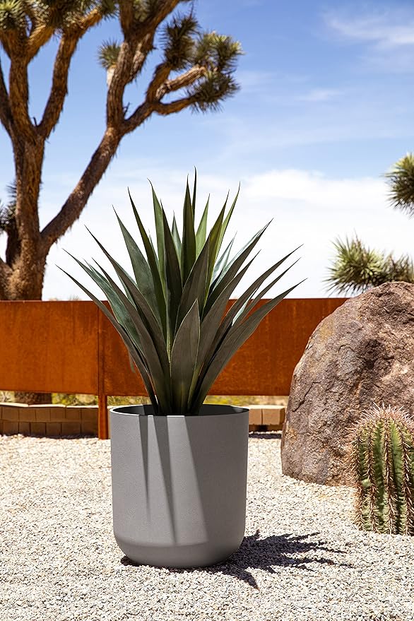 Veradek Mason Series Lima Planter - Round Planter for Indoor or Outdoor Porch/Garden | Made from Plastic-Stone Composite with Drainage Holes | Modern Décor for Succulents Flowers Small Plants