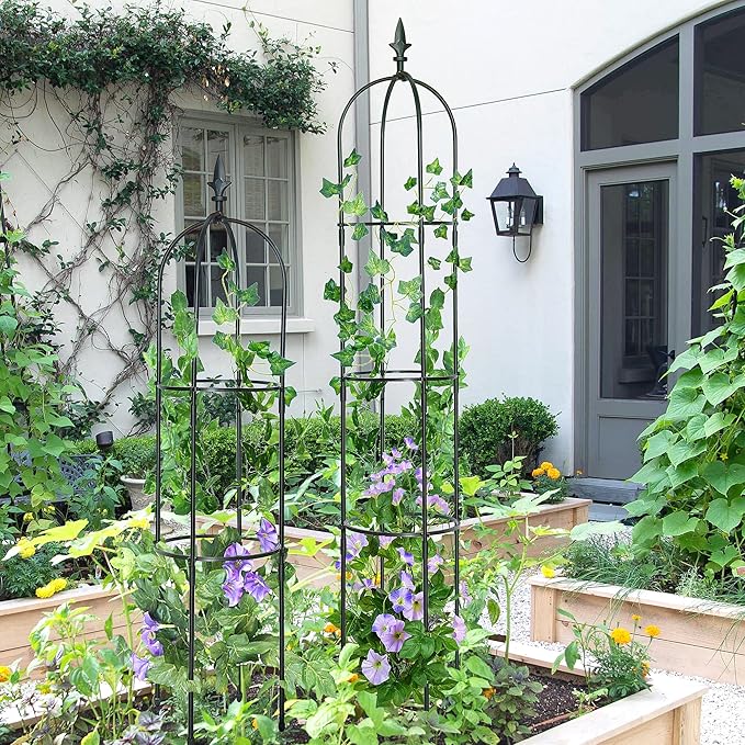 SlickBlue Garden Trellis 2 Pack Rustproof Metal Plant Support for Outdoor Climbing Vines and Flowers