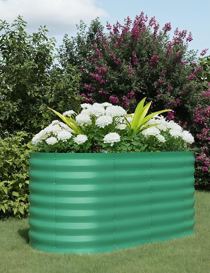Raised Garden Bed 2-Pack Galvanized Steel Garden Beds Outdoor for Vegetables 4x2x2ft Metal Planter Box for Flowers Large Elevated Garden Bed with Open Bottom Green
