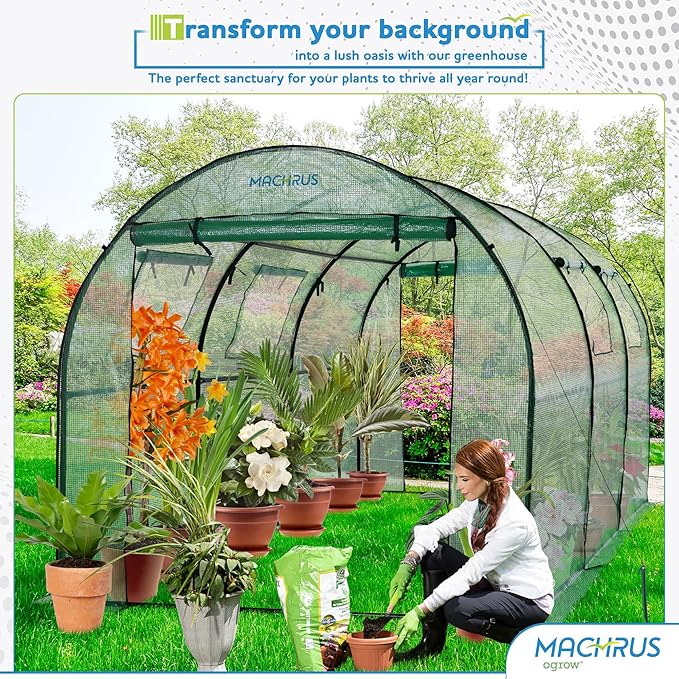 Ogrow® Deluxe Walk-in Tunnel Greenhouse with Cover - Green