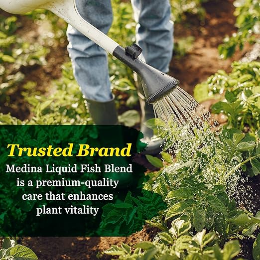 Medina Liquid Fish Blend Quart - 2-3-2 Fertilizer for GRO Bloom and Lush Gardens - Seaweed Enriched Plant Food for Vibrant Growth and Blooms - Available in 1 Gallon