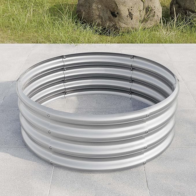 32.08x 11.4 Galvanized Raised Garden Bed Tall Metal Garden Bed for Vegetables Ground Raised Beds for Gardening Backyard Patio Or Lawn Durable Above (Silver 32.08x11.4)