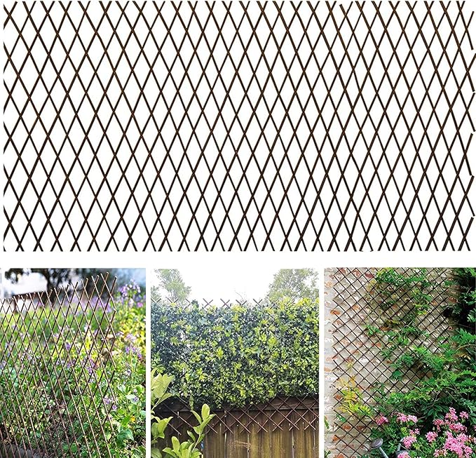 Nature Willow Trellis Expandable Plant Support Plant Climbing Lattices Trellis Willow Expandable Trellis Fence for Climbing Plants Support 36x92 InchDouble Panel (4 Willow Wicker Fence)