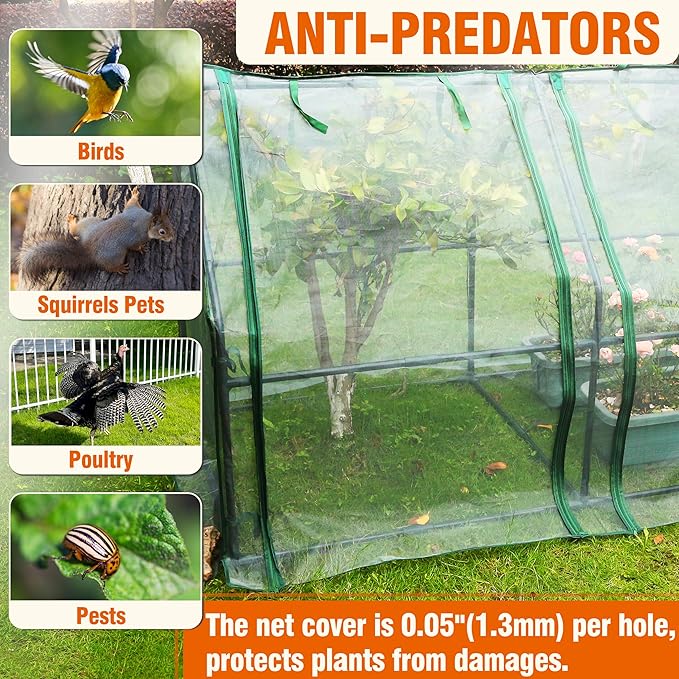 Gardzen Mini Greenhouse with Mesh Cover Portable Outdoor Greenhouse Enhanced Ventilation Ideal for Spring Summer &amp Fall 71.7(L) x36.2(W) x42.5(H)