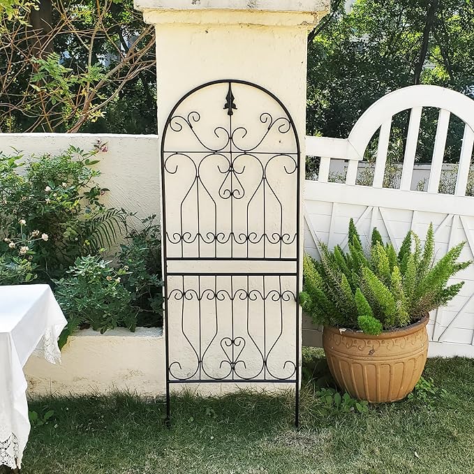 Trellis for Climbing Plants 59 H x 22 W Metal Unique Design Decorative Garden Structure Weather-Resistant Trellises Outdoor Decor Flowers Roses Vine Ivy Clematis 1 Pack
