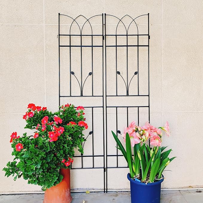 Garden Trellis for Climbing Plants 4 Packs Outdoor Trellis 5.9ft Rustproof Plant Support for Vines Vegetables Flowers Metal Planter Trellis Black