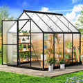 6×7.5 FT Outdoor Polycarbonate Greenhouse Quick Setup Heavy Duty Greenhouse for Outside with Roof Vent Large Walk in Green Houses with Lock for Garden Backyard Black
