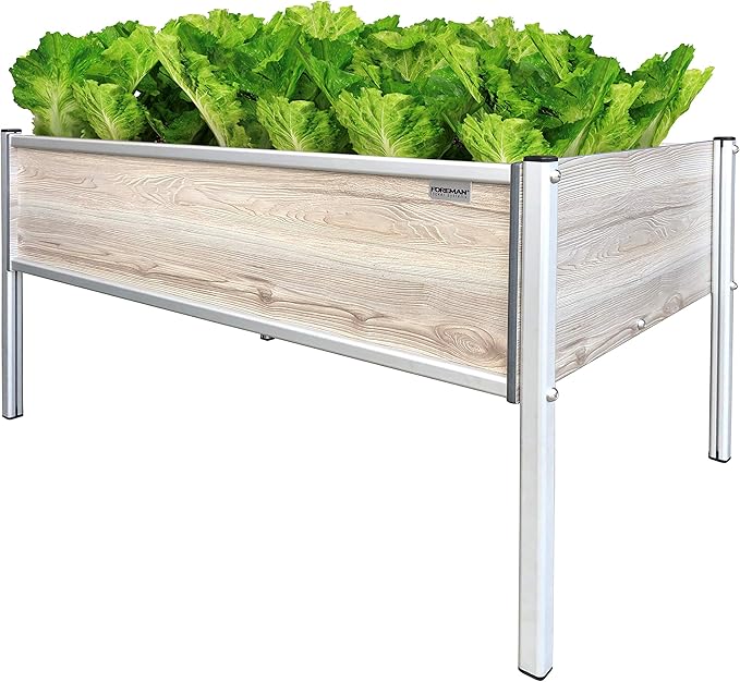 Foreman Raised Garden Bed on Legs – Weather-Resistant Raised Garden Bed (36 x 24 x 25) with Drainage Ideal Raised Garden Bed for Vegetables &amp Flowers – 300 lb Capacity Callisto Wood Grain