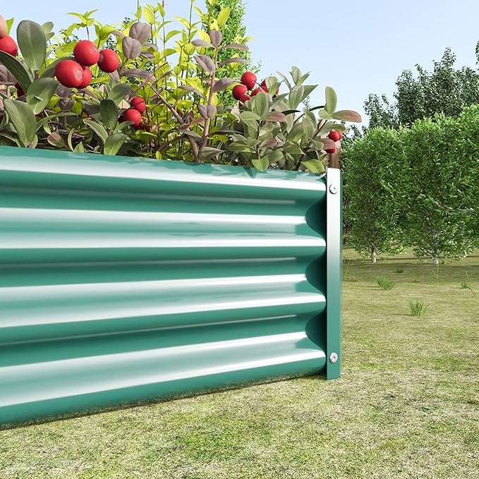Donext Metal Raised Garden Bed Rectangle Raised Planter 4×2×1ft for Flowers Plants Vegetables Herb Veezyo Green